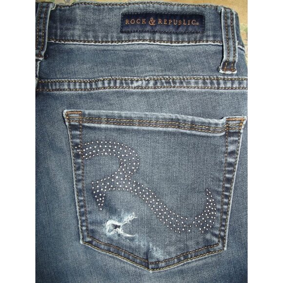 Rock & Republic Berlin Jeans Womens 6x31"stretch skinny tapered distressed holes - Picture 11 of 14